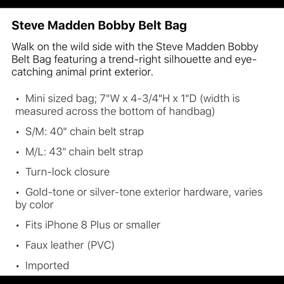 Steve Madden Bobby Belt bag Amazingly cute - Picture 7 of 7
